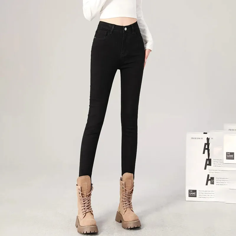 2024 Sexy Women Blue Slim Skinny Denim Jeans High Waist Elastic Mom Jeans Stretch Washed Pencil Pants Streetwear Tight Trousers