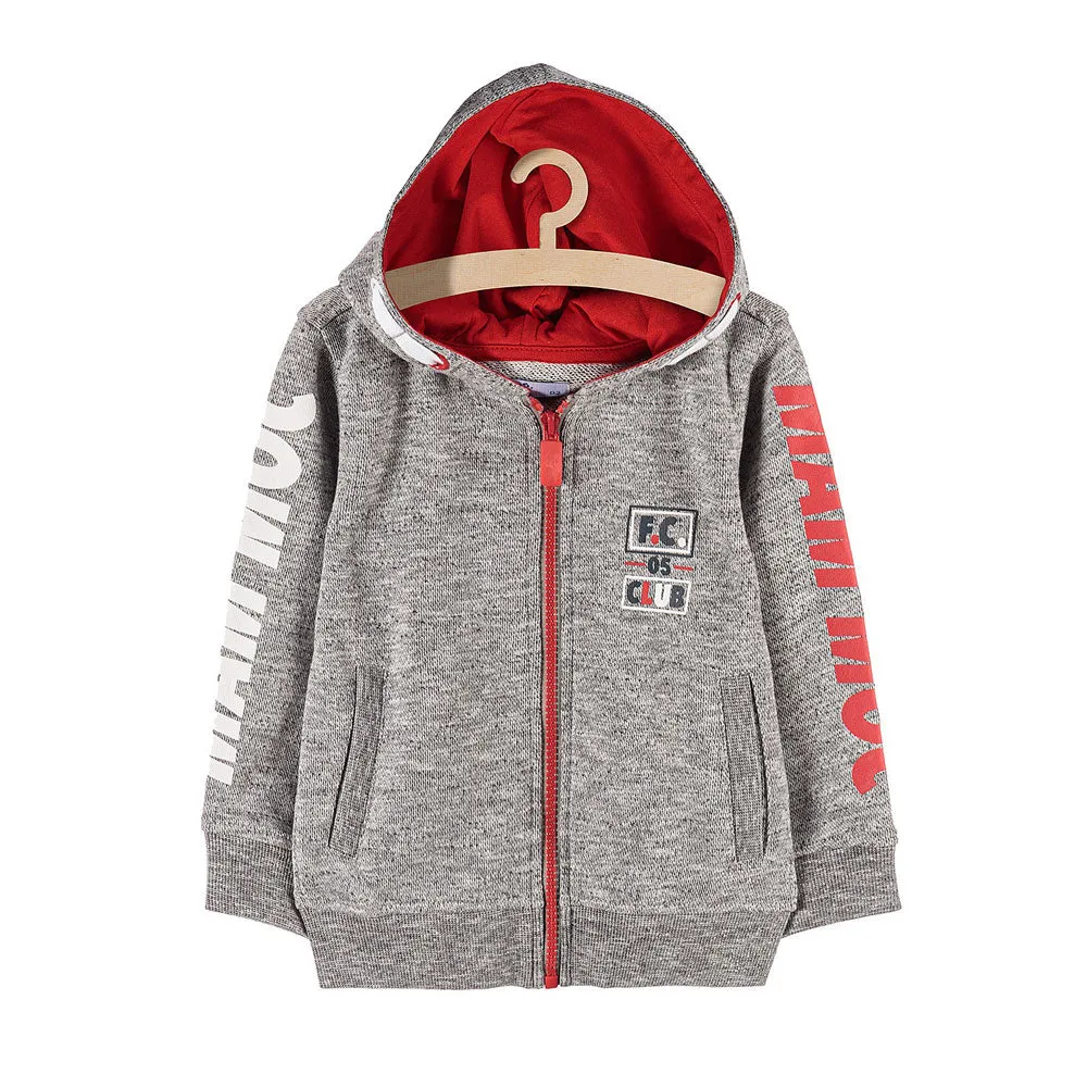 51015 FC Club Red Zip Grey Zipper Hoodie 2791