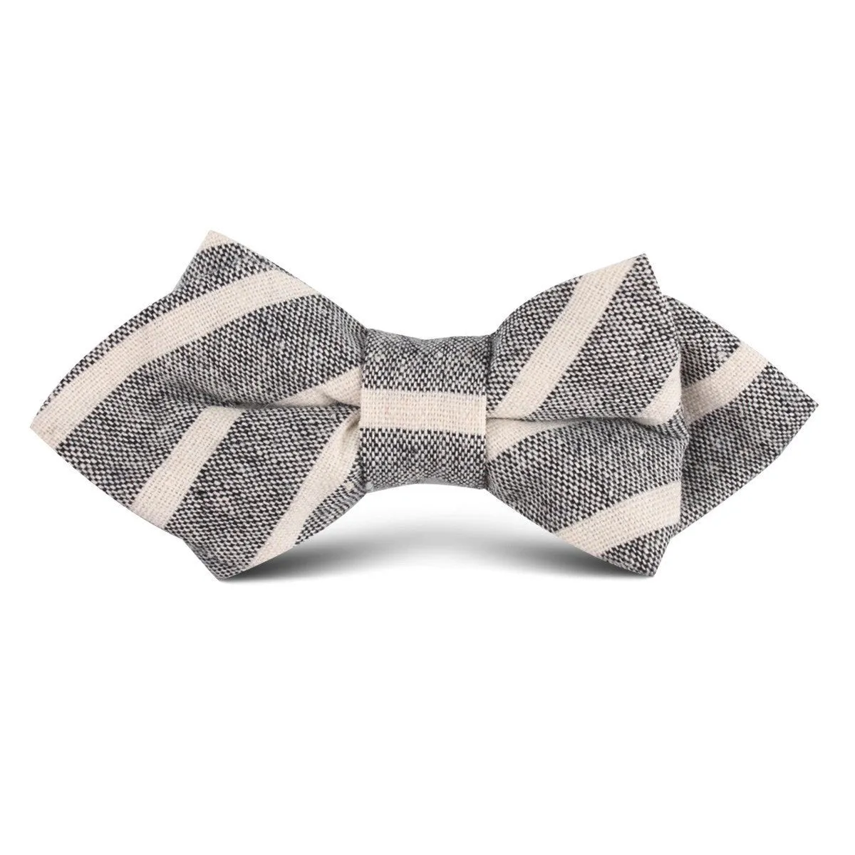 Adana Black Chalk Stripe Linen Kids Diamond Bow Tie