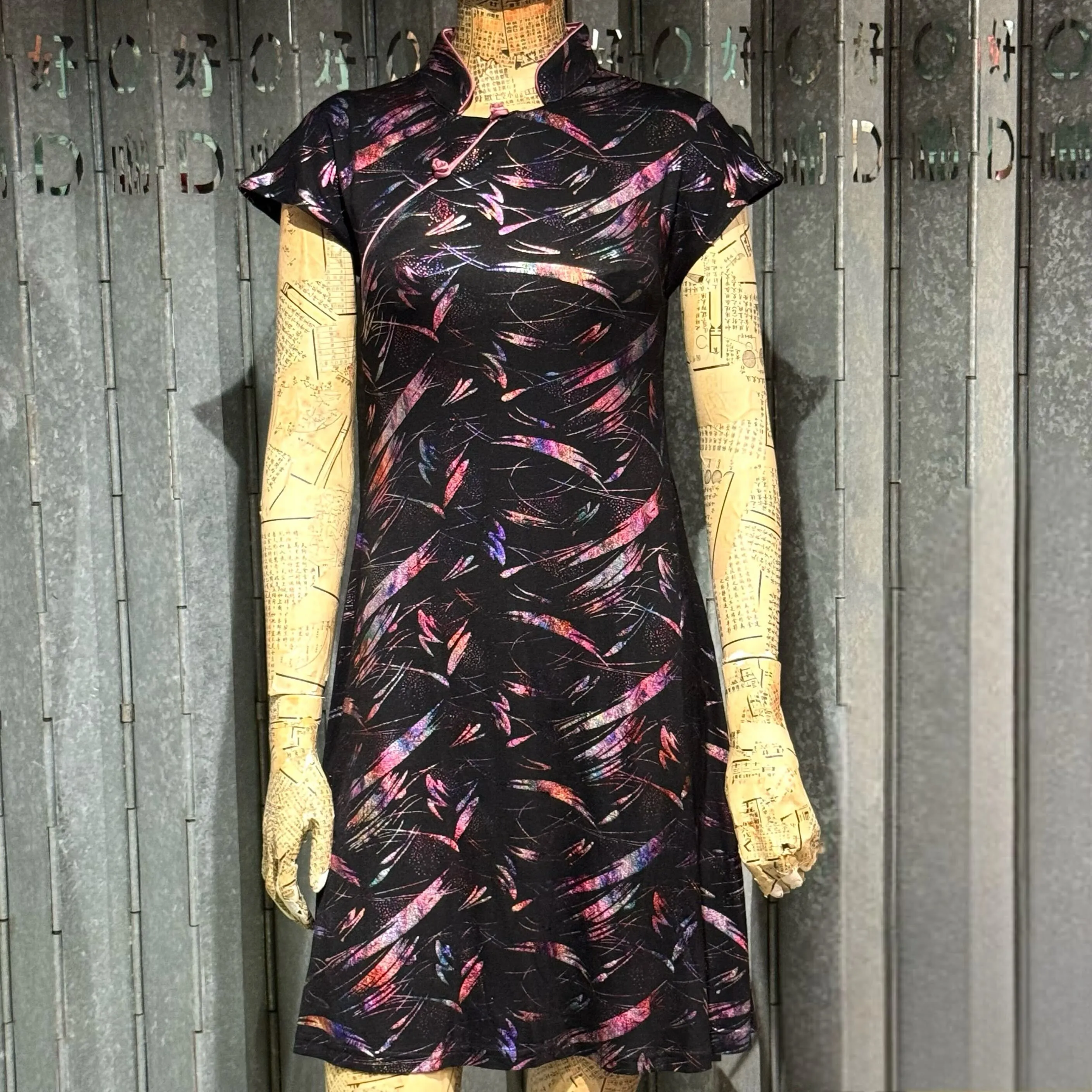 ArtFoil Print Qipao Dress