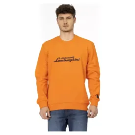 Automobili Lamborghini Orange Cotton Men Sweater