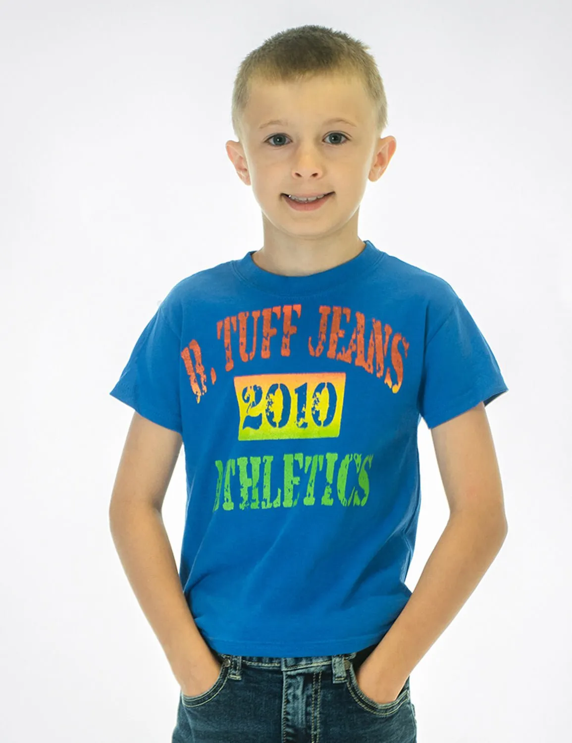 B Tuff Kids Boys 2010 Athletics Blue 100% Cotton S/S T-Shirt