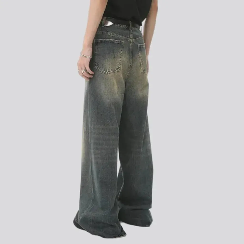 Baggy men's aged jeans