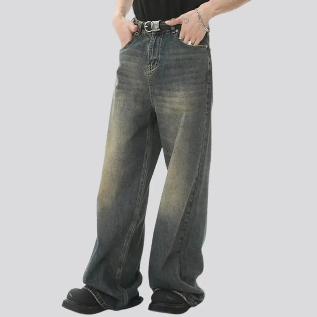 Baggy men's aged jeans