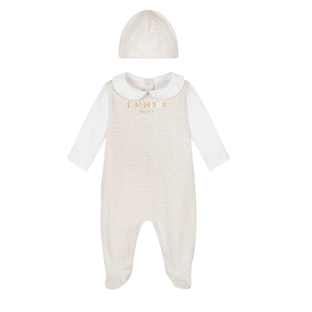 Balmain Baby Logo Print Babygrow & Hat Set