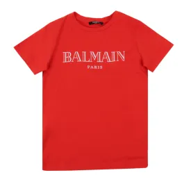 Balmain Kids White and Red Logo T-shirt