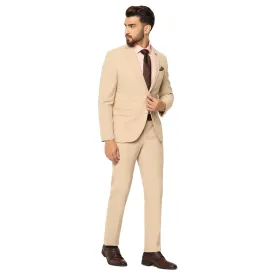 blackberrys Dobby Hybrid Formals Suits Notch Lapel in Slim FIT Beige