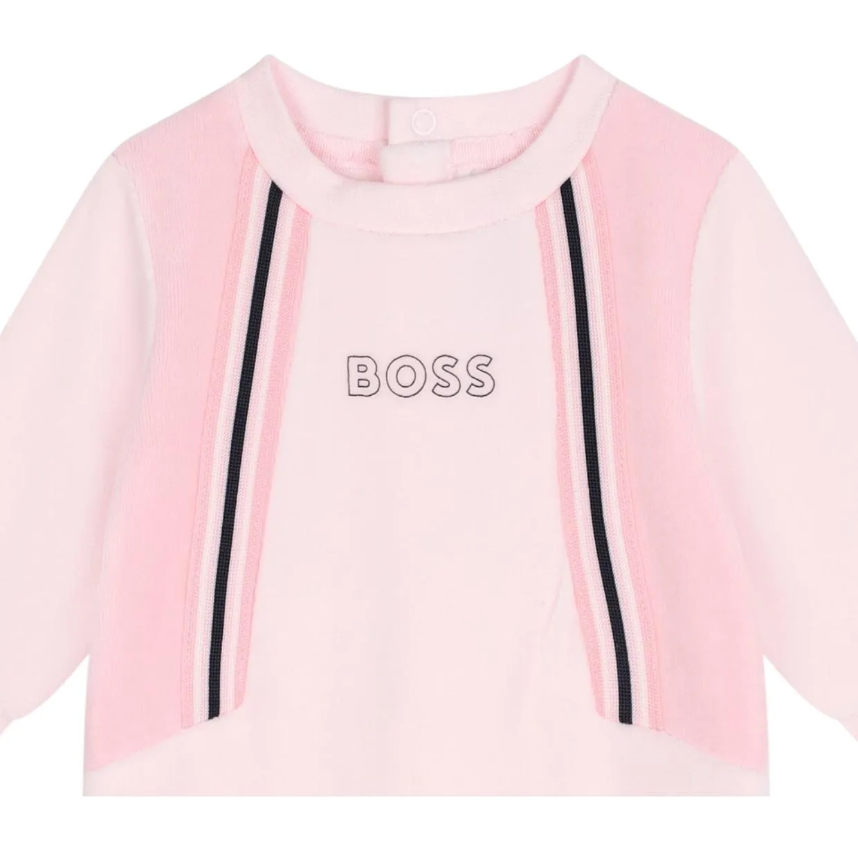 BOSS Baby Velvet Stripe Tape Pink Babygrow