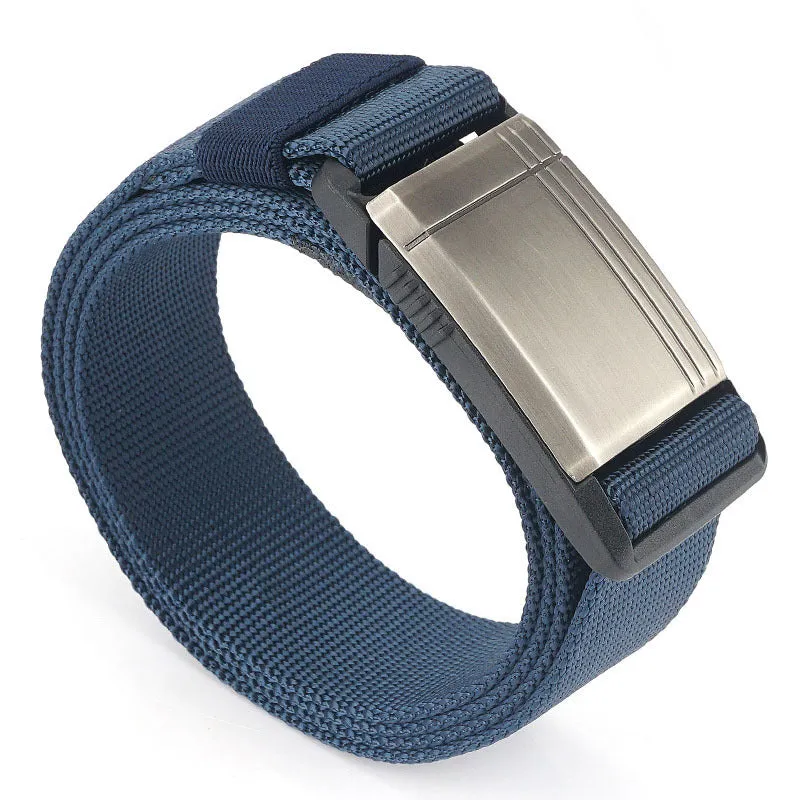 Casual Men's Belt Silver Metal Cover Nylon Overalls Belt