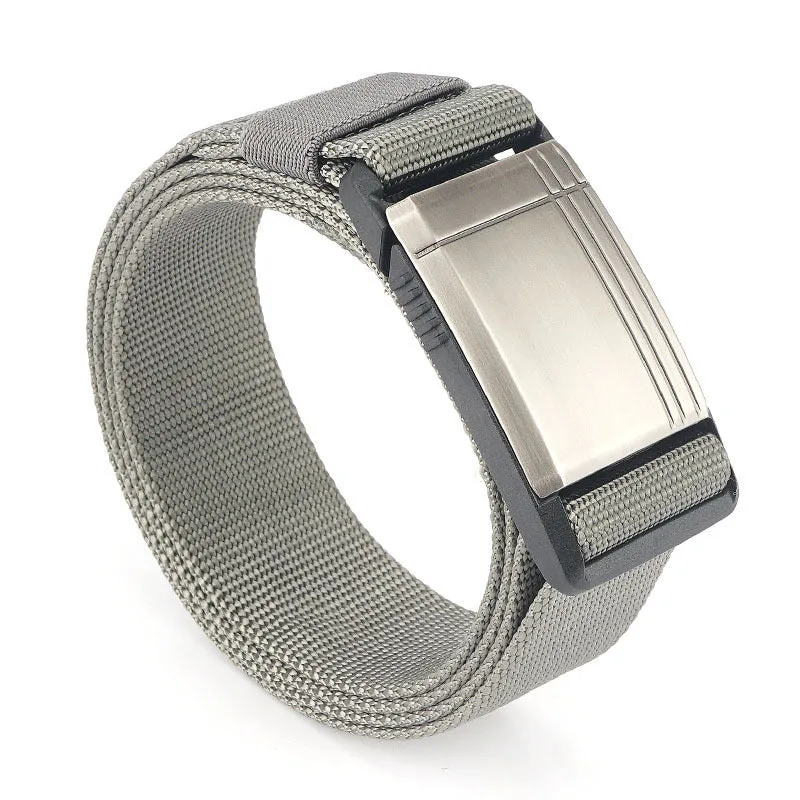 Casual Men's Belt Silver Metal Cover Nylon Overalls Belt