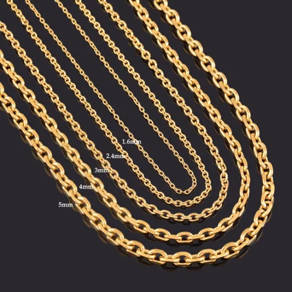 Classy Men 2.4mm Gold Rolo Chain Necklace