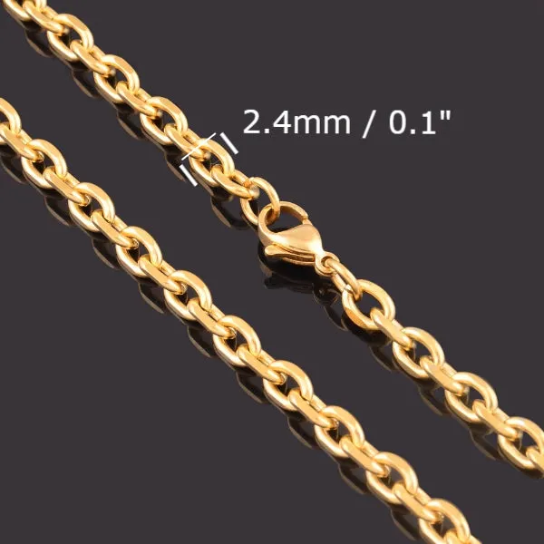 Classy Men 2.4mm Gold Rolo Chain Necklace