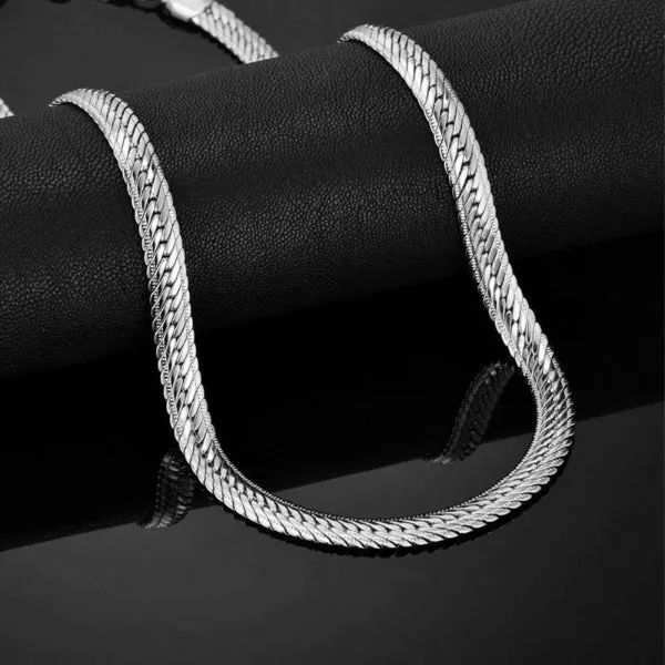 Classy Men 5mm Silver Herringbone Chain Necklace