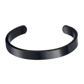 Classy Men 8mm Black Flat Cuff Bracelet