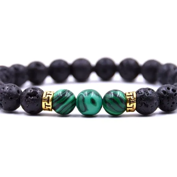 Classy Men Bracelet Lava Stone Green