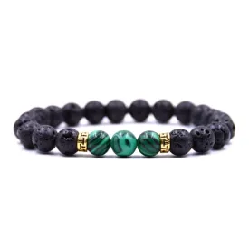 Classy Men Bracelet Lava Stone Green