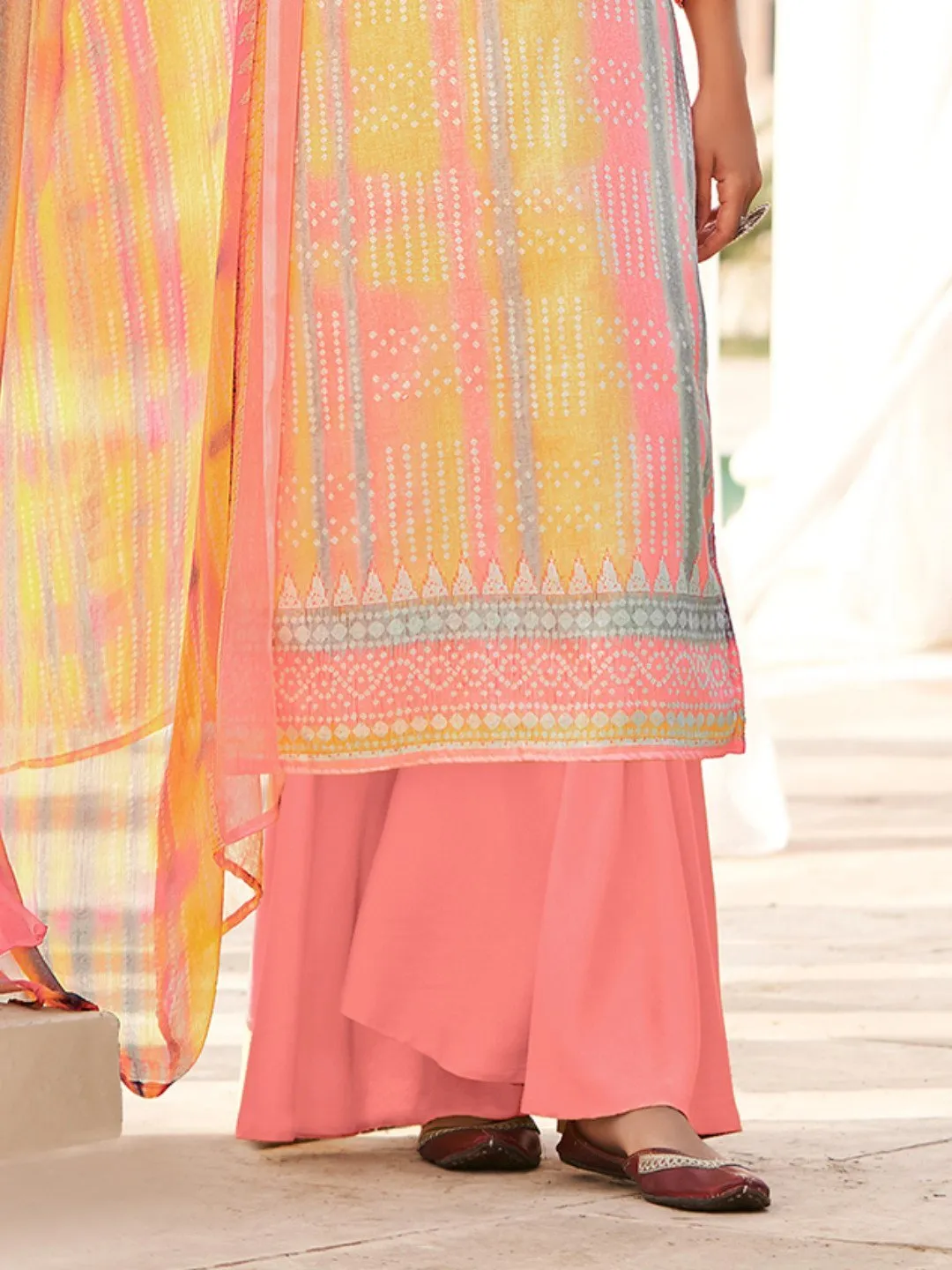 Cotton Printed Pink Un-Stitched Suit with Dupatta