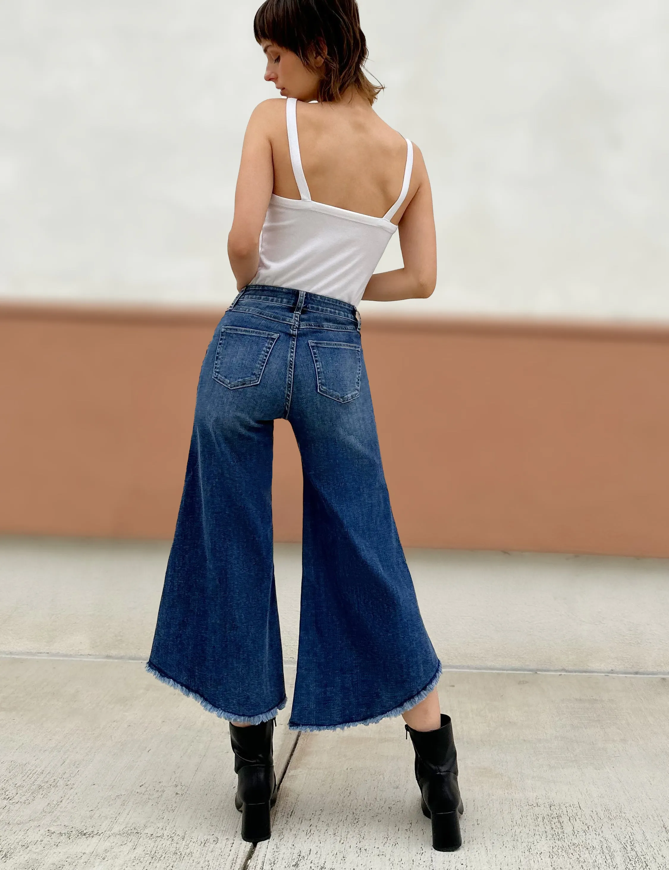 Cropped Gaucho Denim Jeans