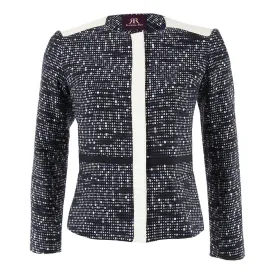 Cropped Tweed Jacket with Leather Detail