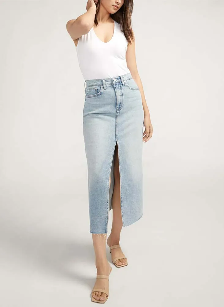 Denim Midi Skirt by Silver Jeans