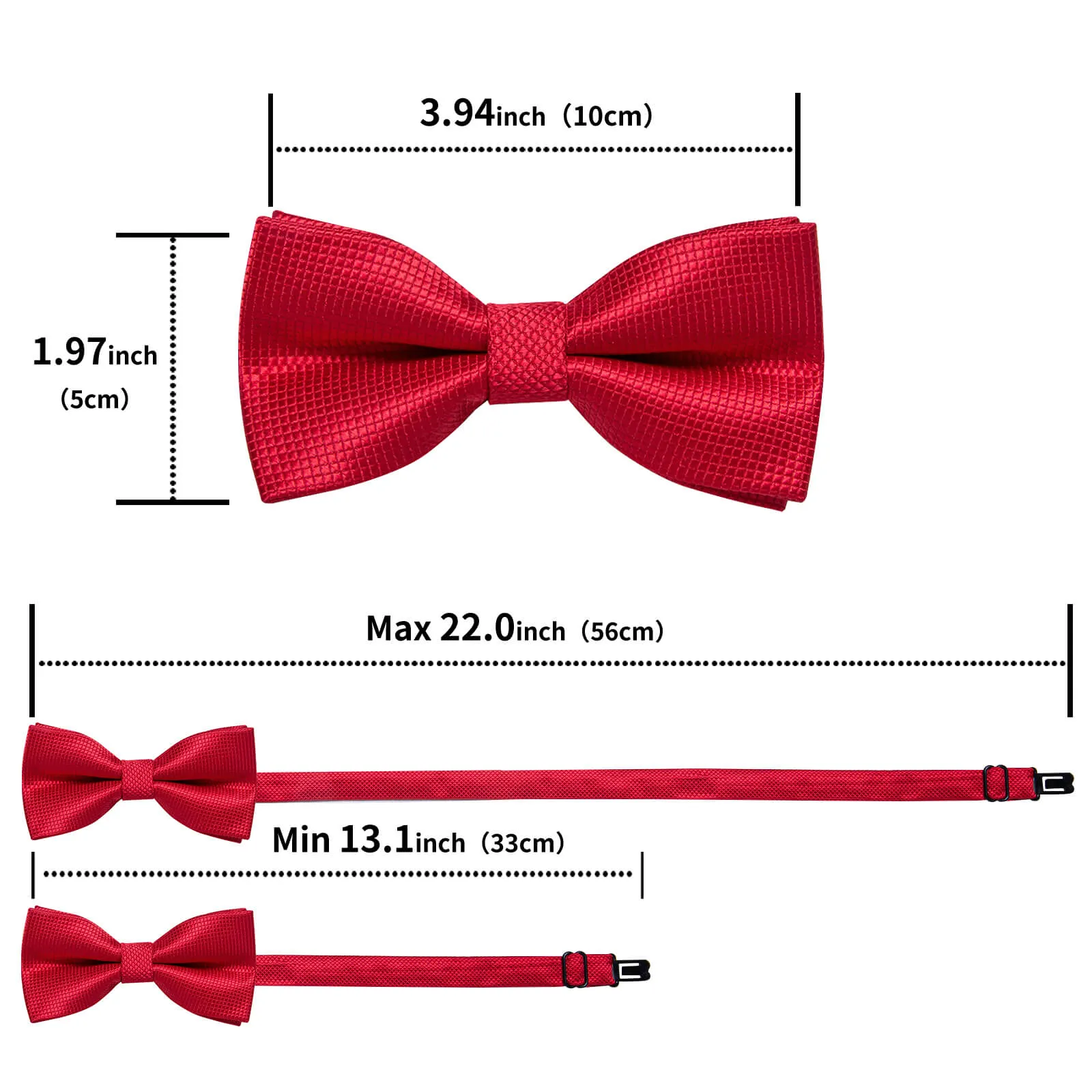 DiBanGu Kids Bow Tie Candy Red Plaid Silk Pre-Bow Tie Hanky Set