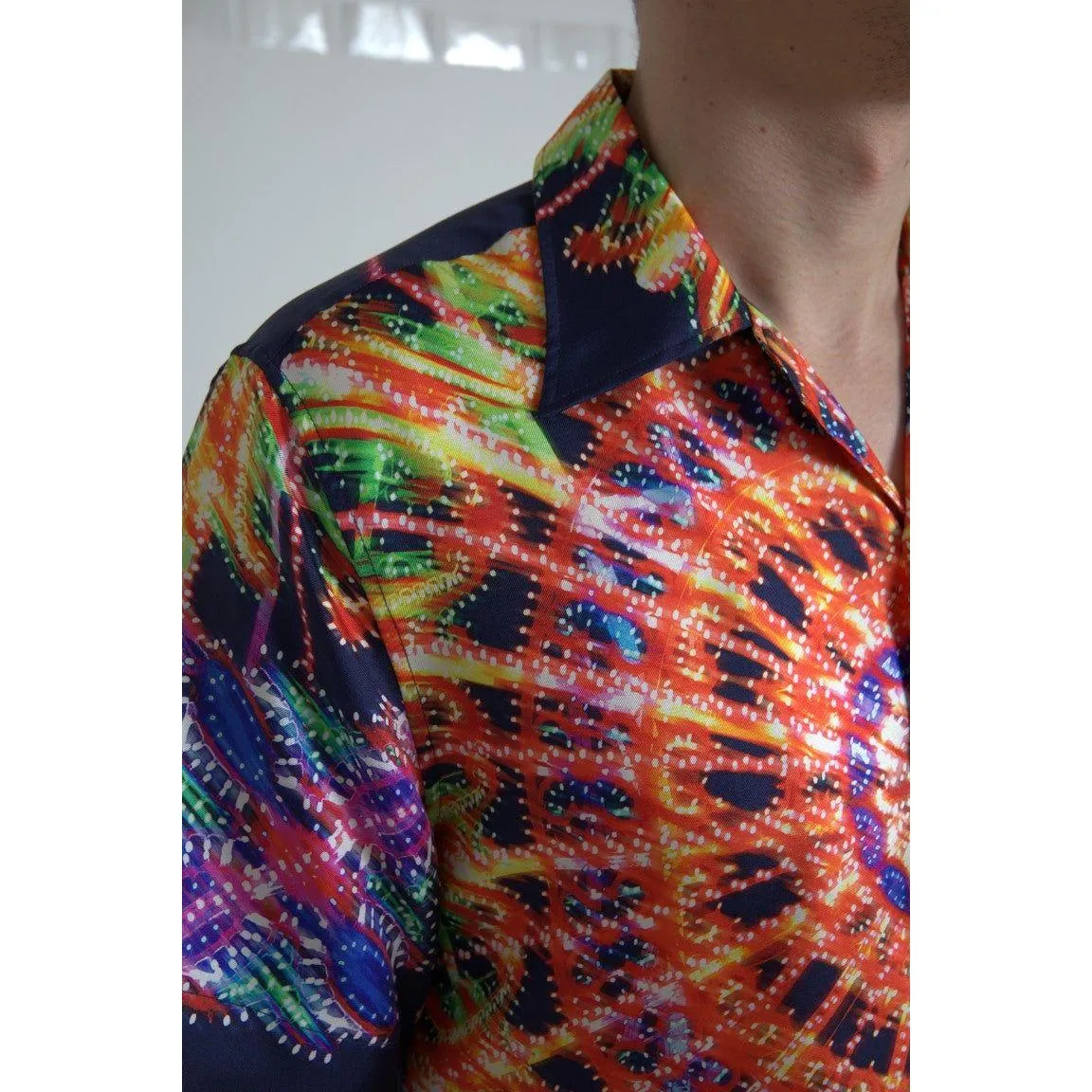 Dolce & Gabbana Multicolor Silk Button-Down Casual Shirt