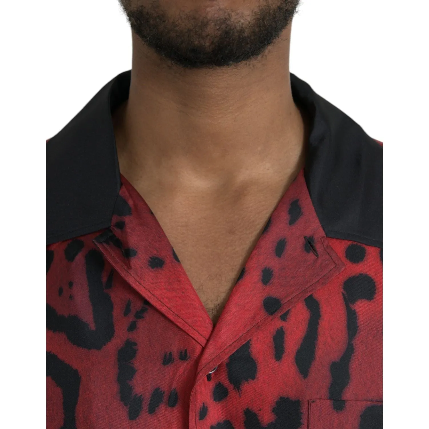 Dolce & Gabbana Red Leopard Silk Button Down Casual Shirt