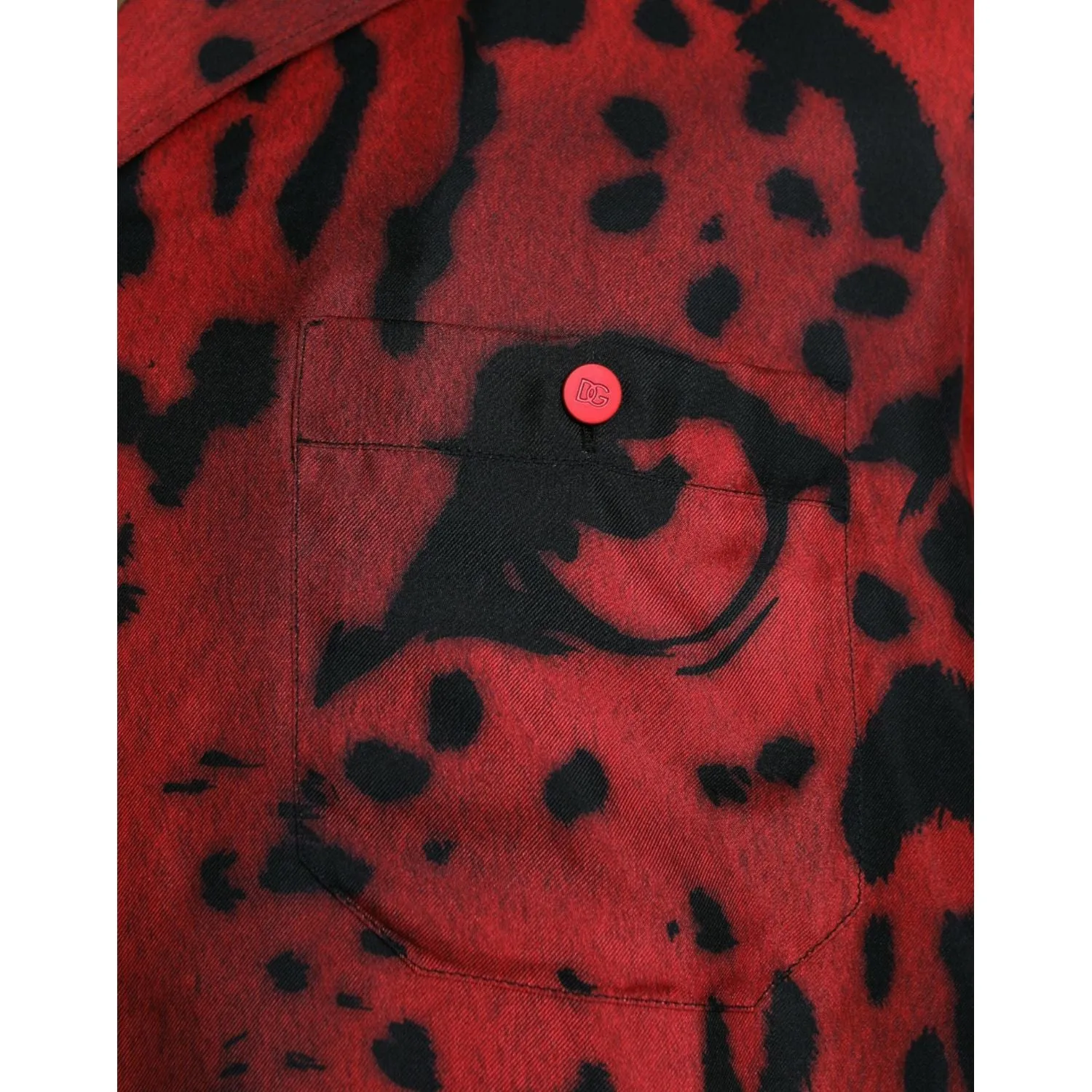 Dolce & Gabbana Red Leopard Silk Button Down Casual Shirt