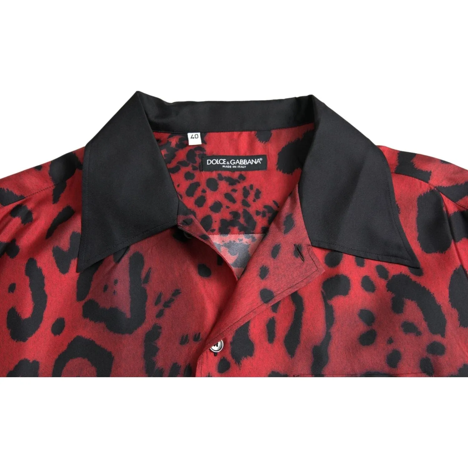 Dolce & Gabbana Red Leopard Silk Button Down Casual Shirt