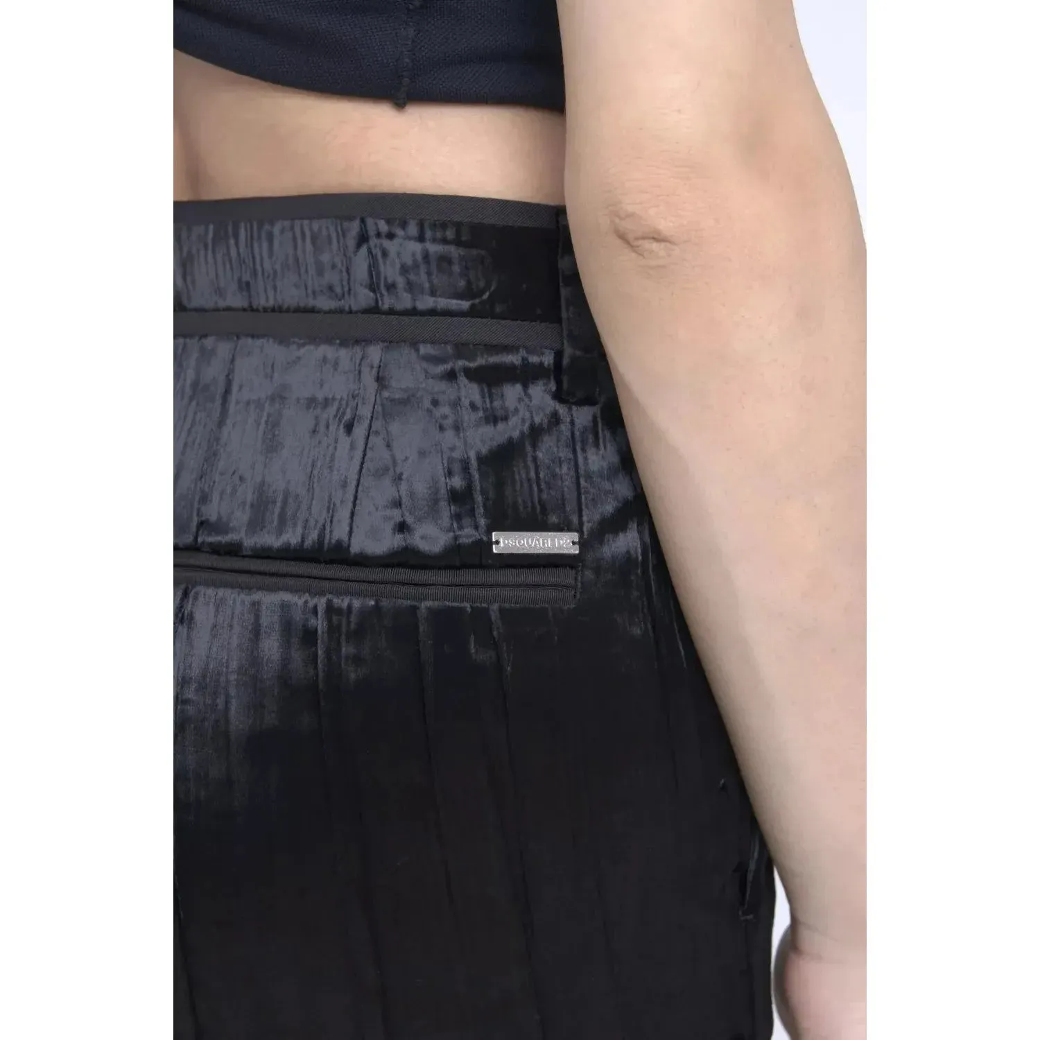 Dsquared² Black Viscose Super Flare High Waist Pants