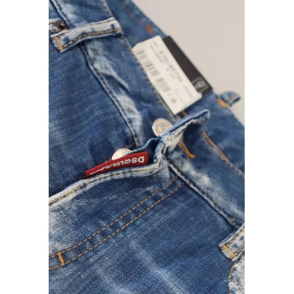 Dsquared² Blue Cotton Low Waist Cropped Cool Girl Denim Jeans