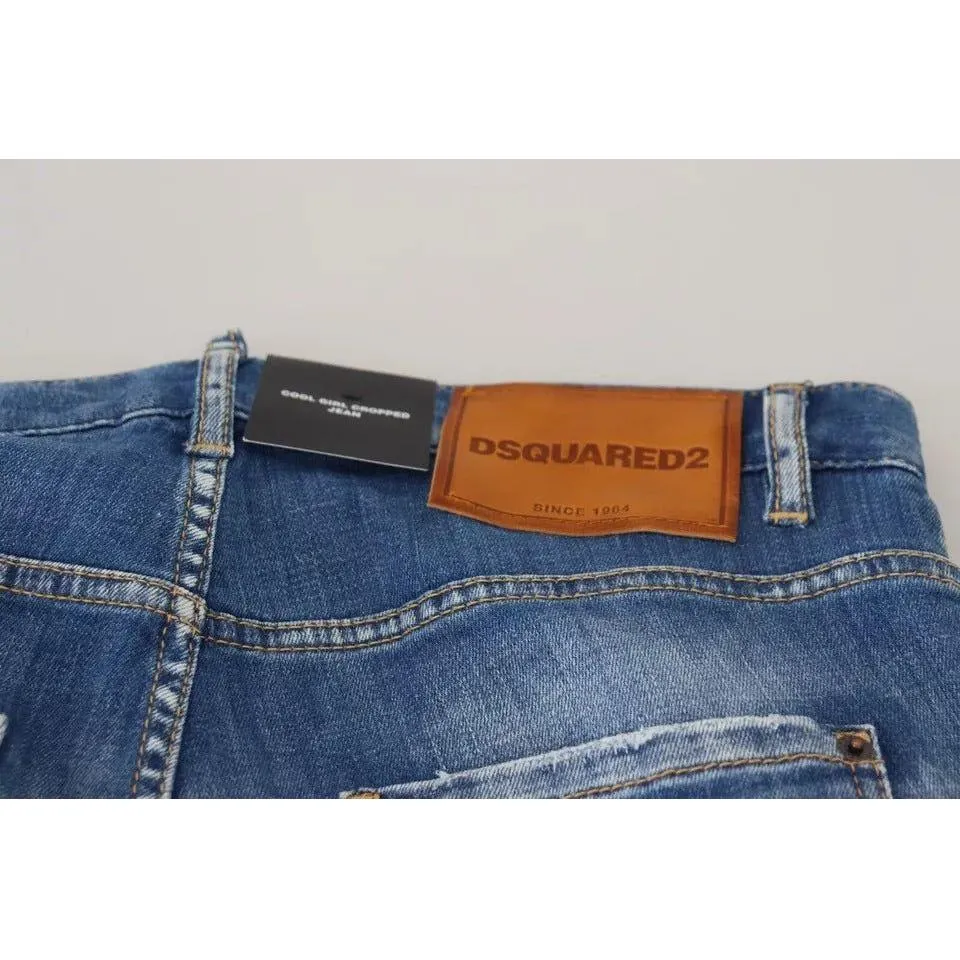 Dsquared² Blue Cotton Low Waist Cropped Cool Girl Denim Jeans