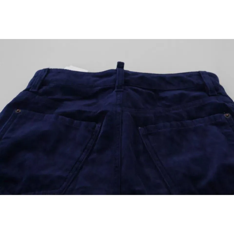 Dsquared² Blue Ruffles HighWaist Cotton Denim Boston Fit Pants