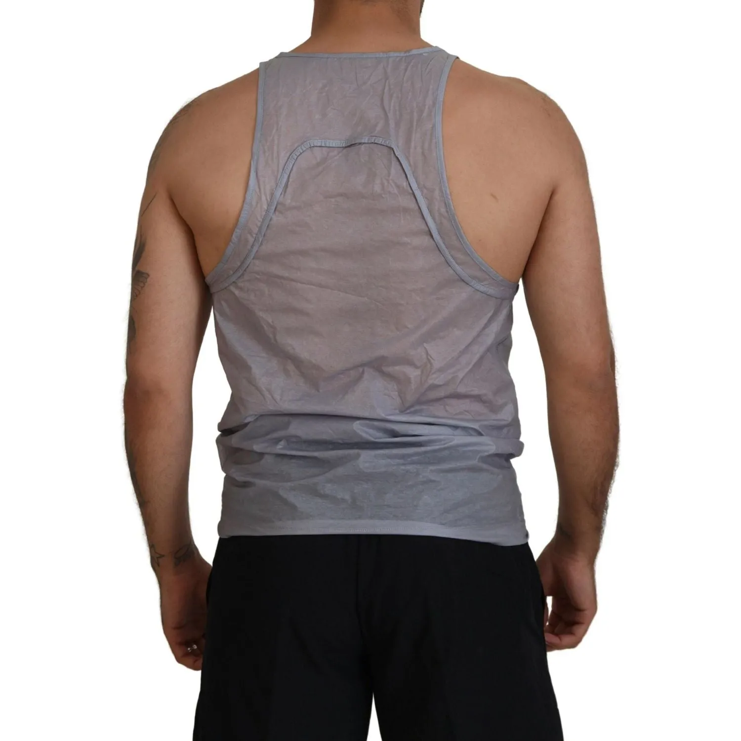 Dsquared² Light Gray Cotton Sleeveless Tank Men Top T-shirt