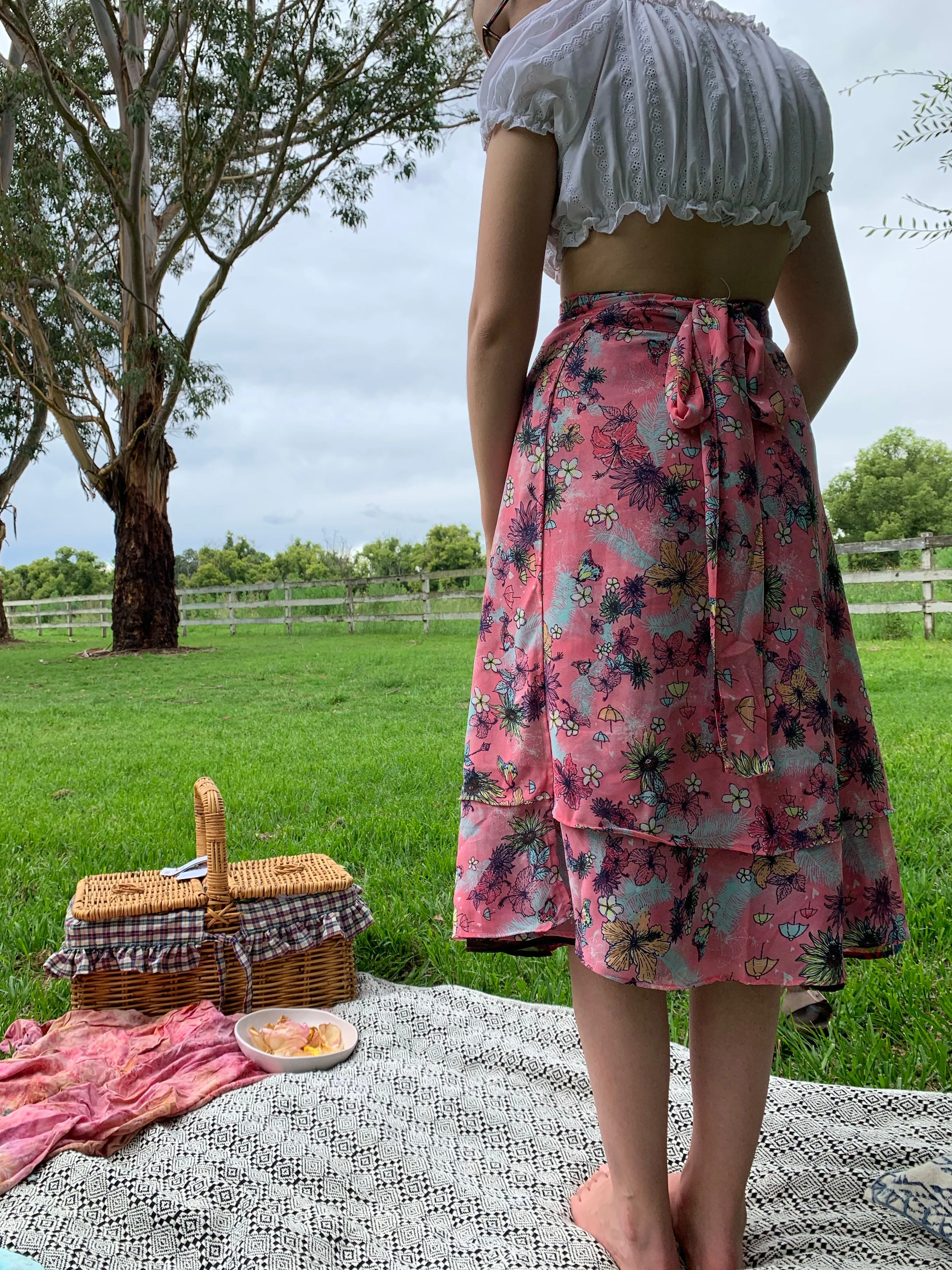 Fair Trade Hibiscus Upcycled Fabric Wrap Skirt