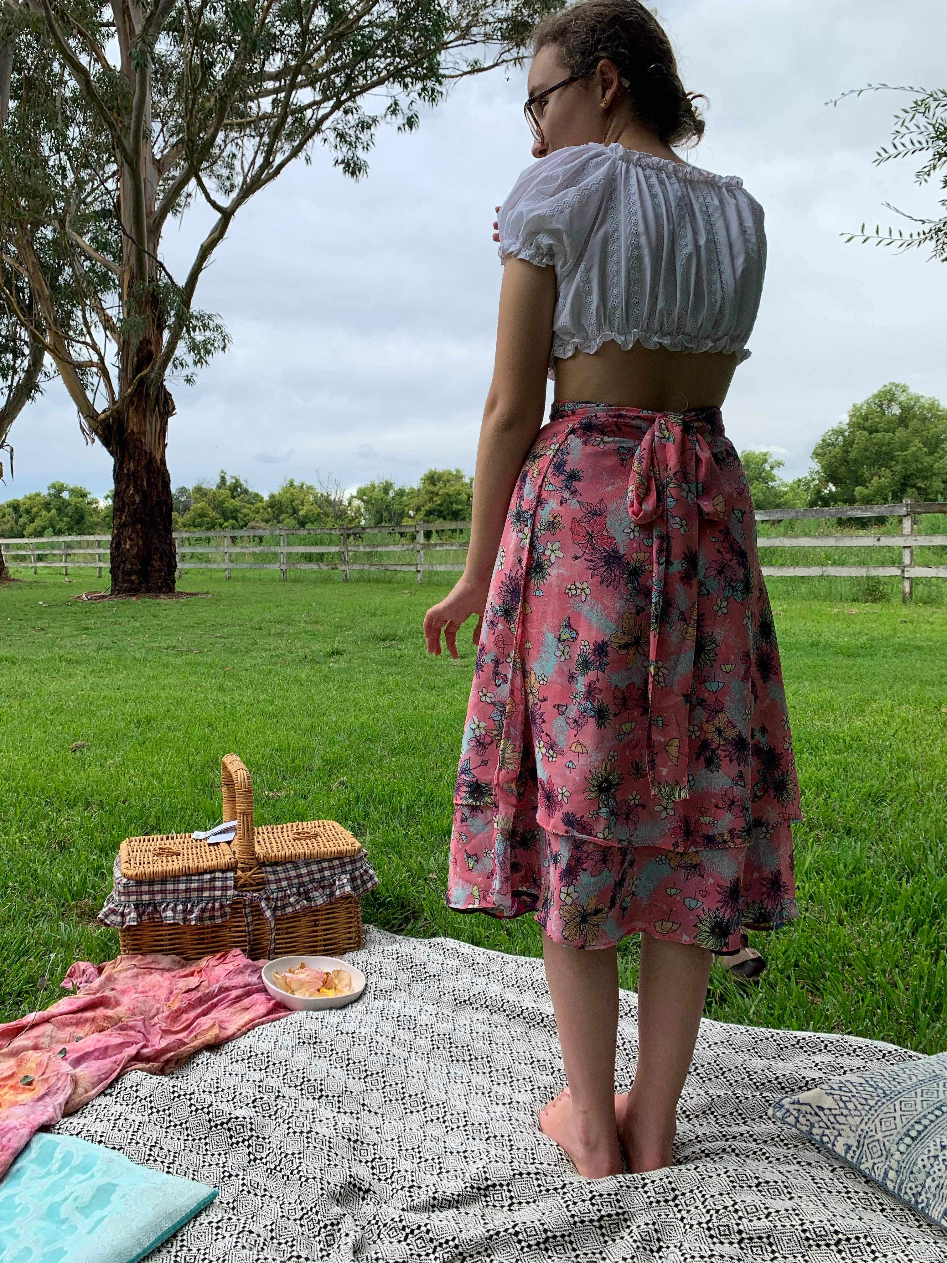 Fair Trade Hibiscus Upcycled Fabric Wrap Skirt