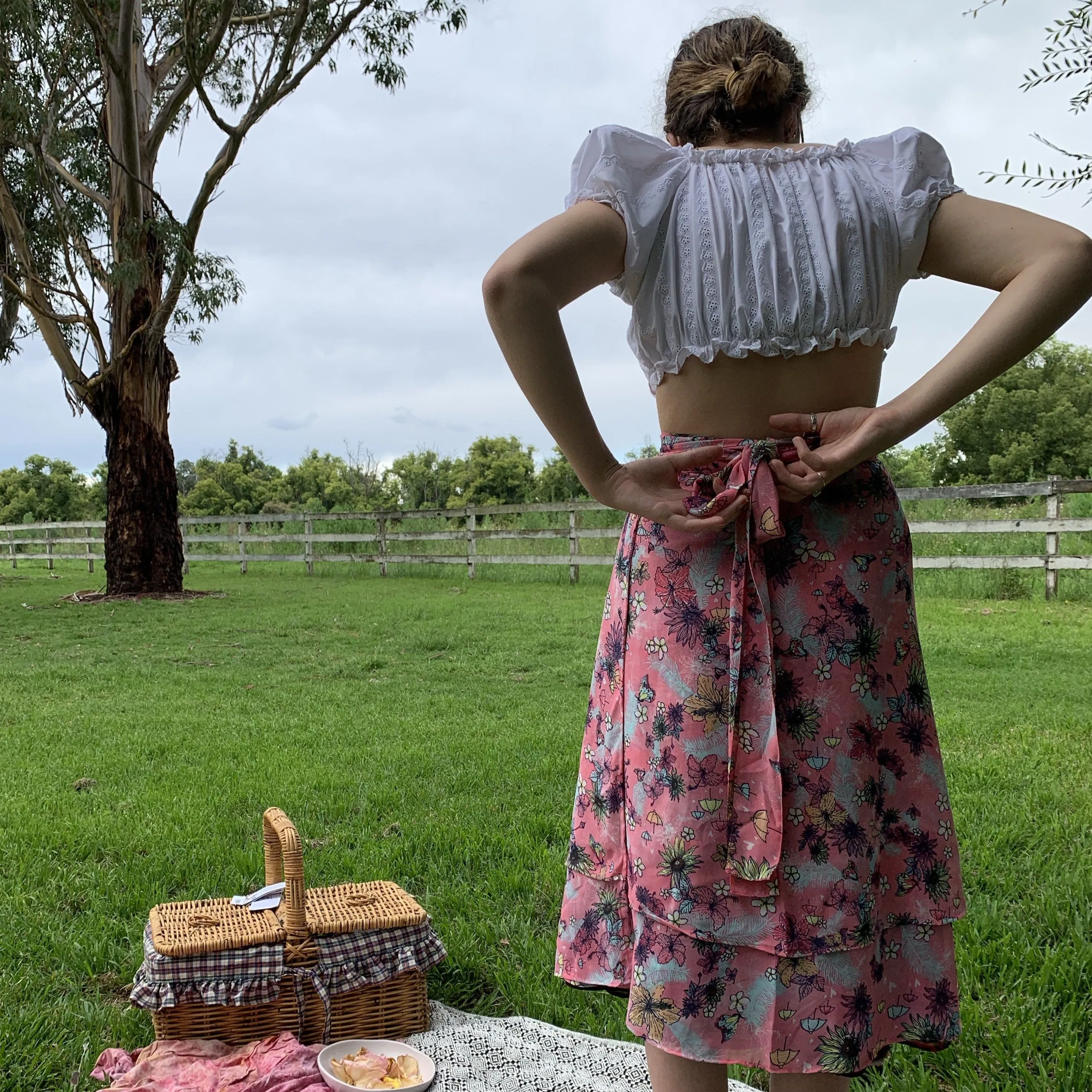 Fair Trade Hibiscus Upcycled Fabric Wrap Skirt