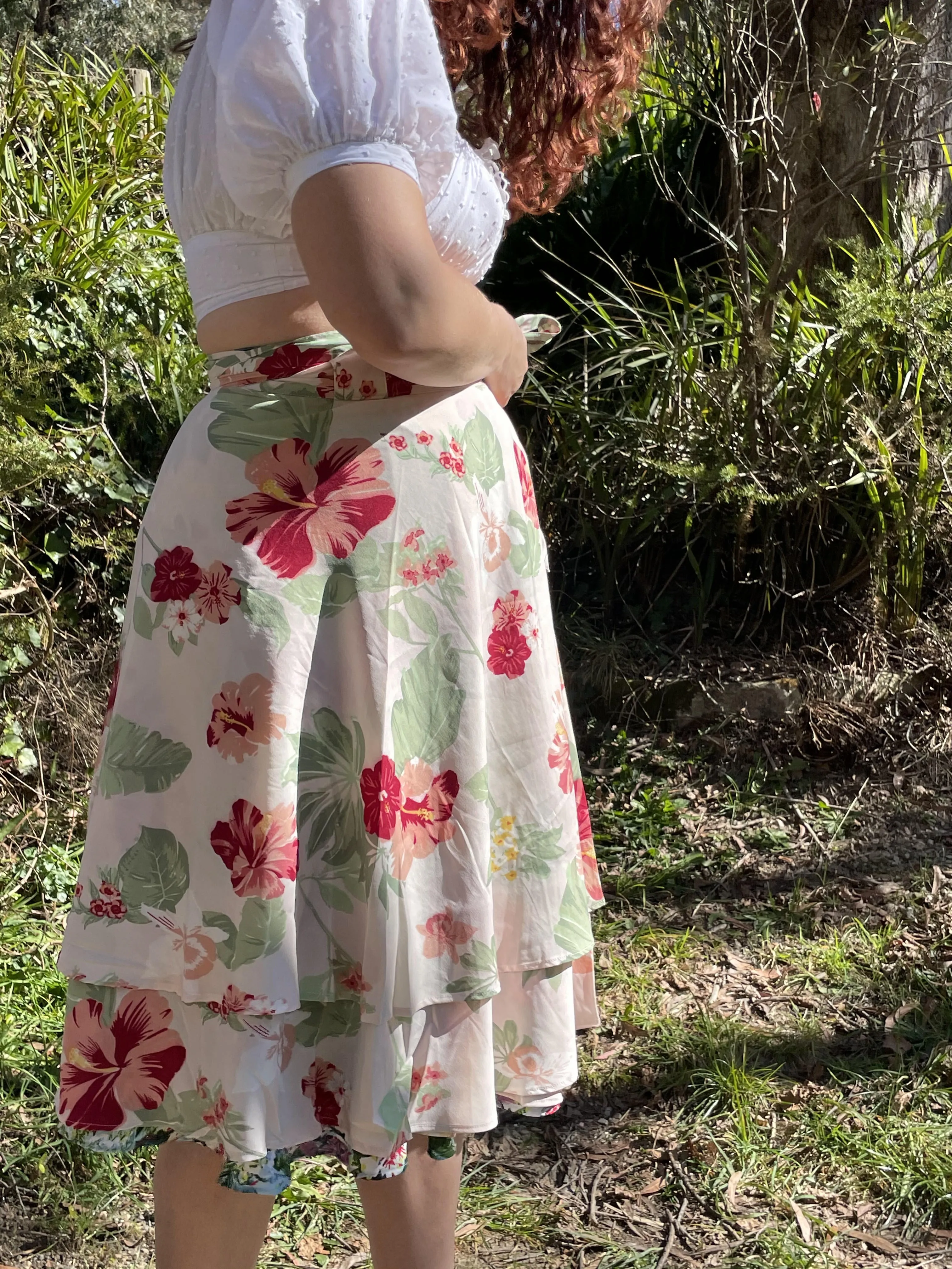 Fair Trade Red Hibiscus Upcycled Fabric Wrap Skirt