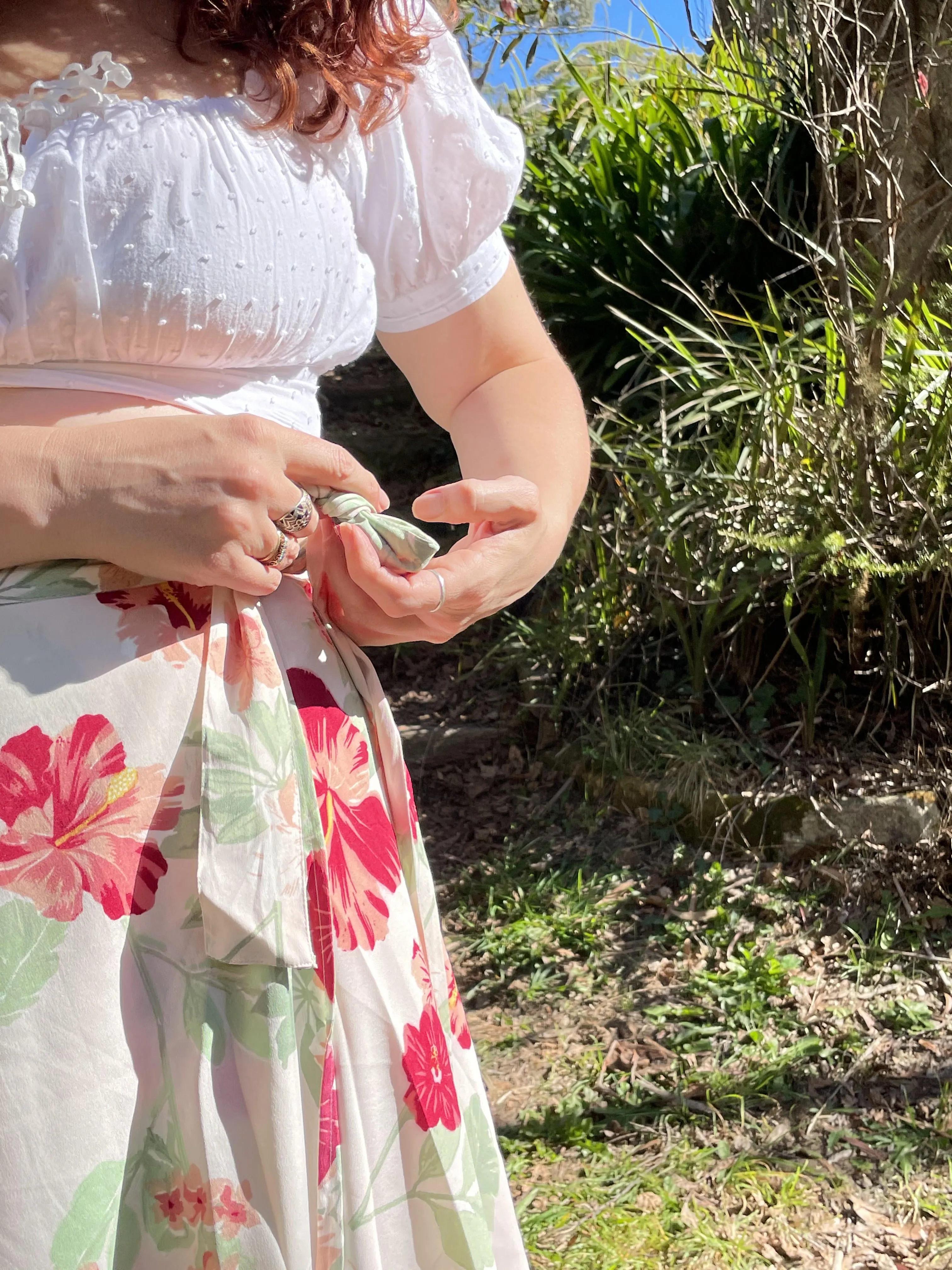 Fair Trade Red Hibiscus Upcycled Fabric Wrap Skirt