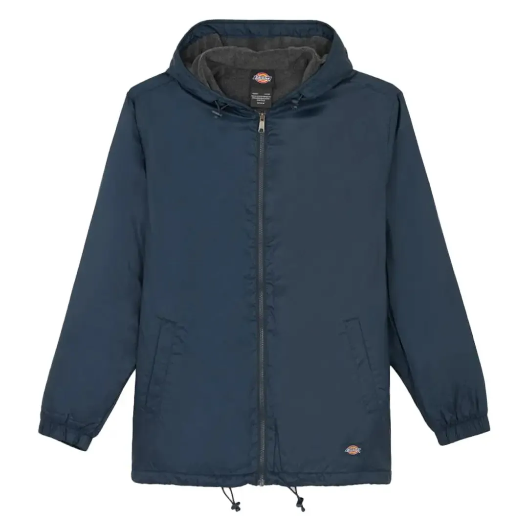 Fleece Lined Nylon Hooded Jacket - Dark Navy by Dickies