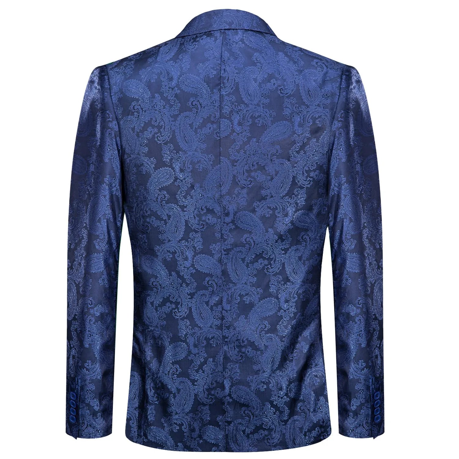 Hi-Tie Notched Lapel Blazer Blue Men's Wedding Paisley Top