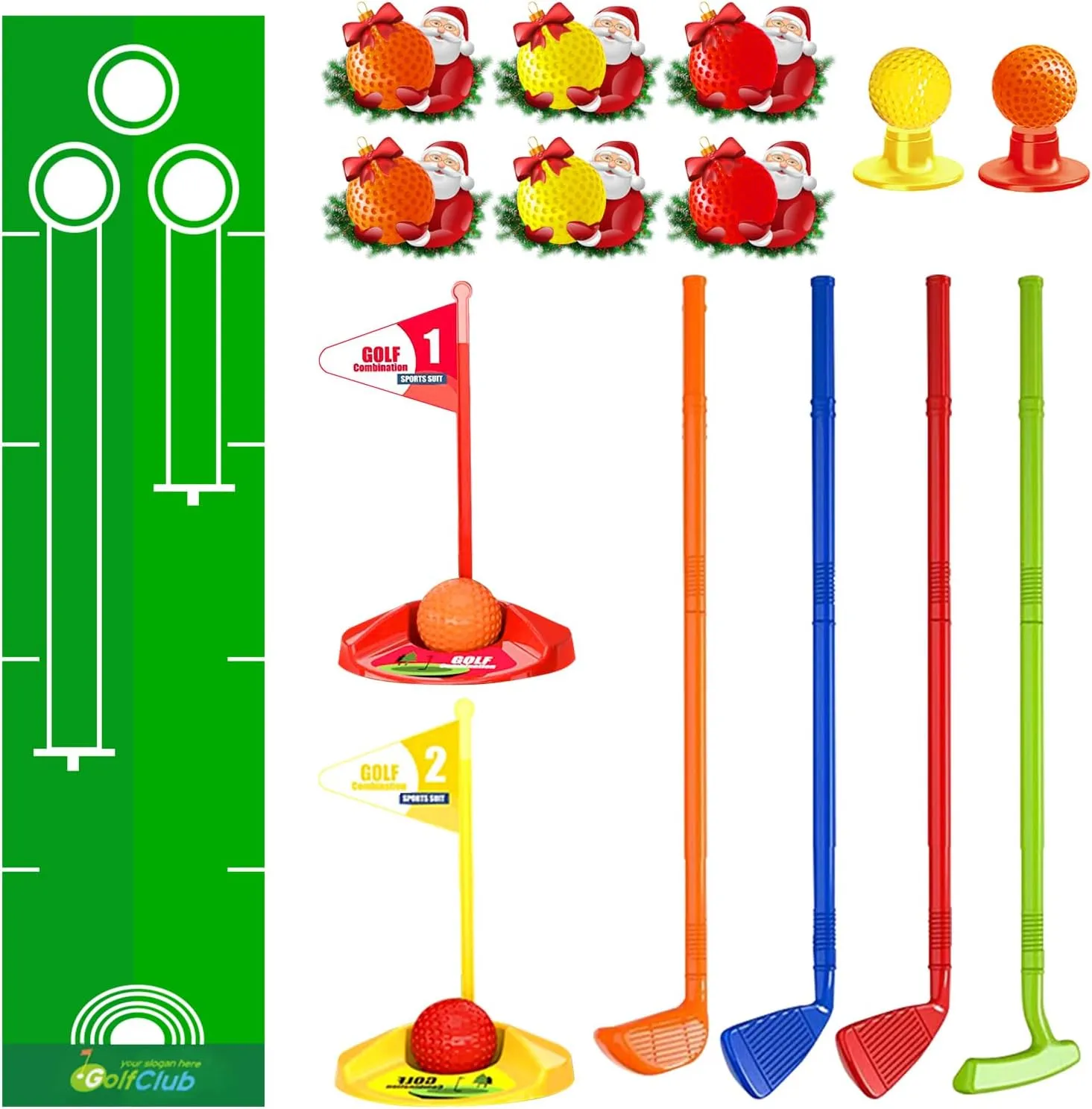 ITEM# 0206   Toddler Golf Set,Kids Golf Clubs with 4 Rods,10 Balls,Quick Assembly Adjustable Cue for Little Hands,Indoor Outdoor Golf Toy (Watch Video)