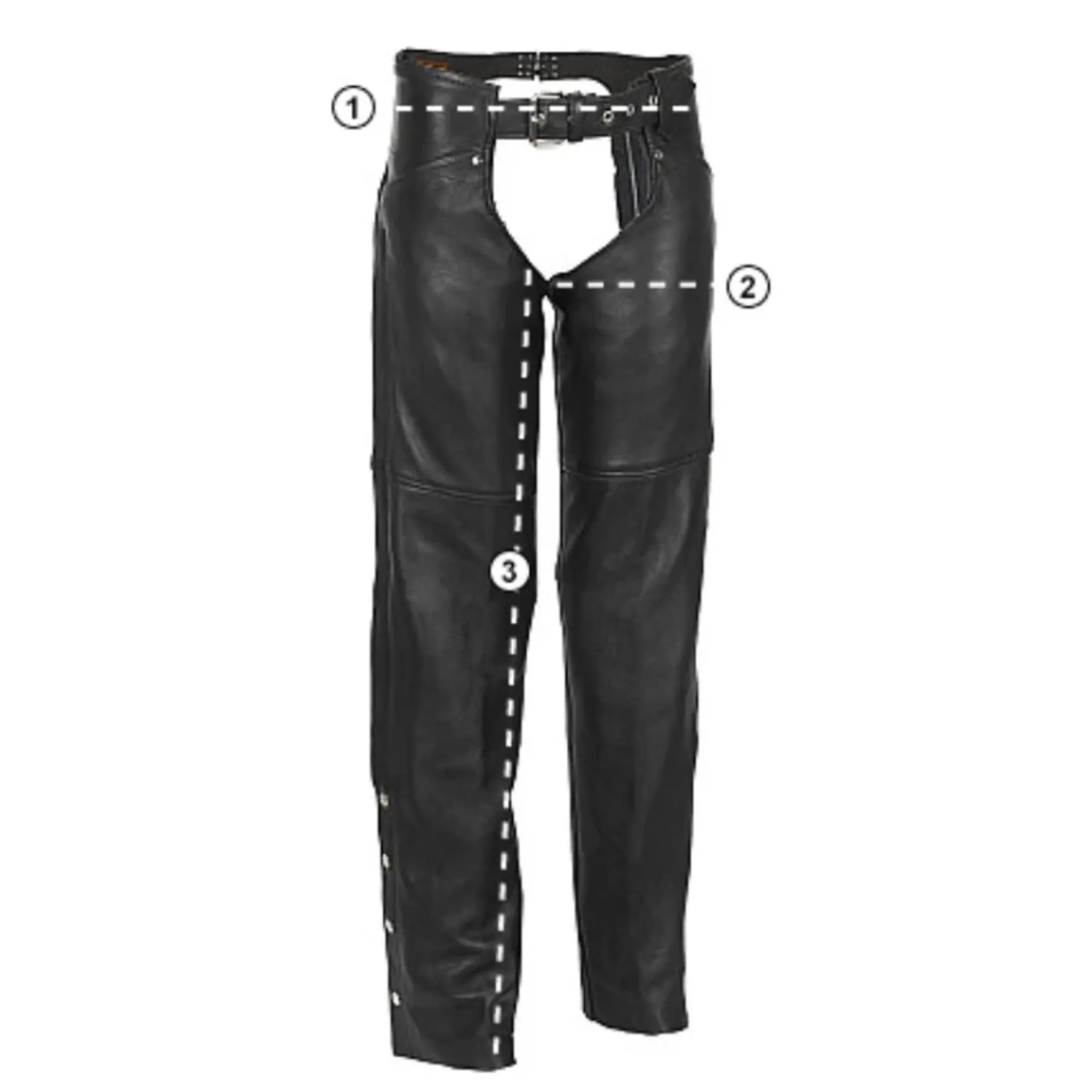 Mens Leather Chaps with Blue Stripes and Belt