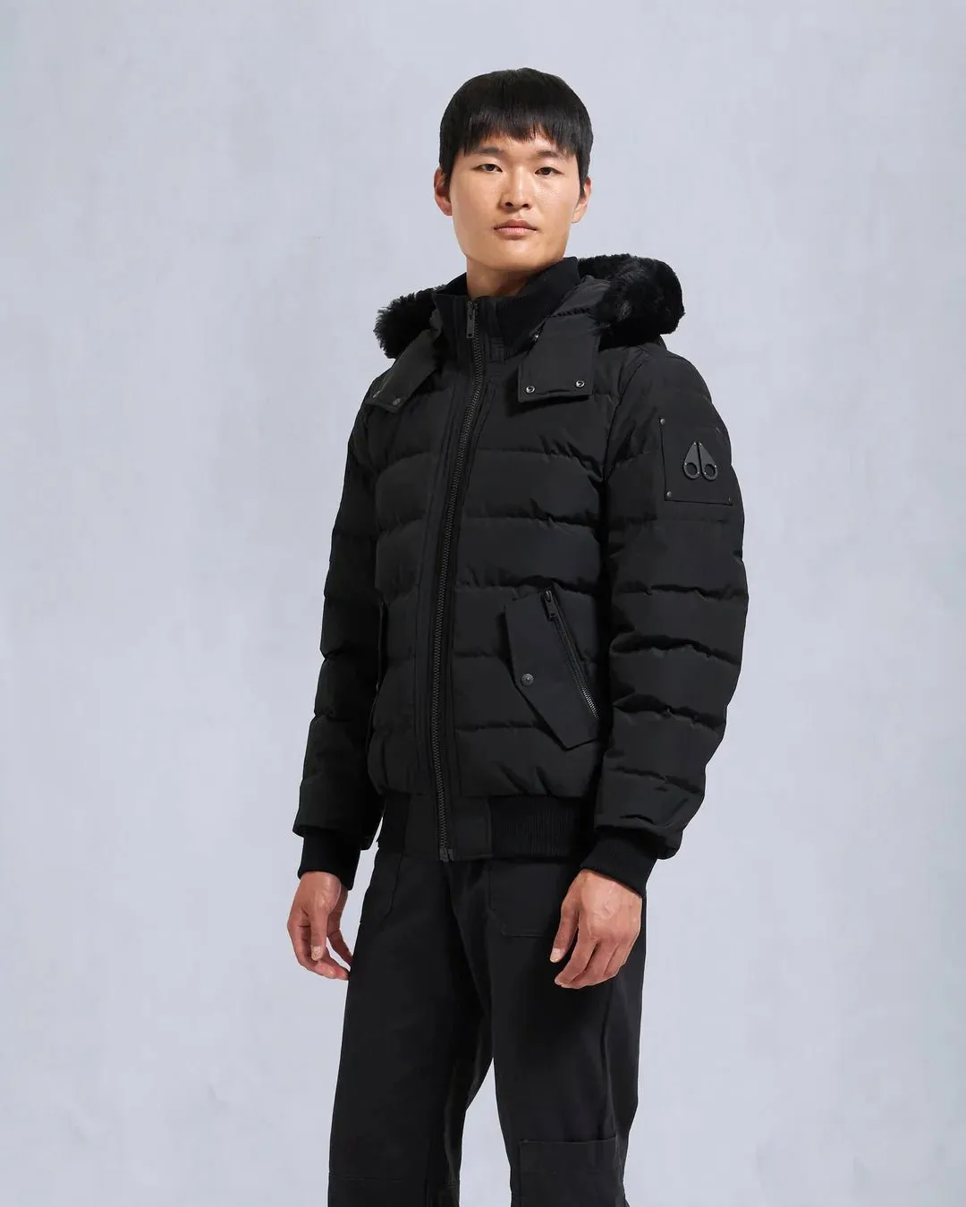 Shearling Bomber Jacket by Moose Knuckles - Onyx ScotchTown - Style M33MB014S