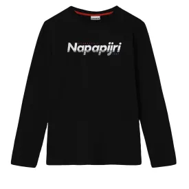 Napapijri Junior Black Long Sleeve Saloy T-Shirt