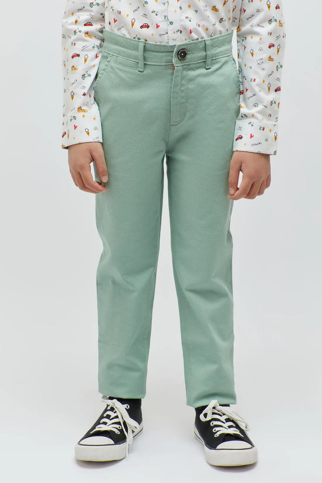 One Friday Green Slim Fit Trouser