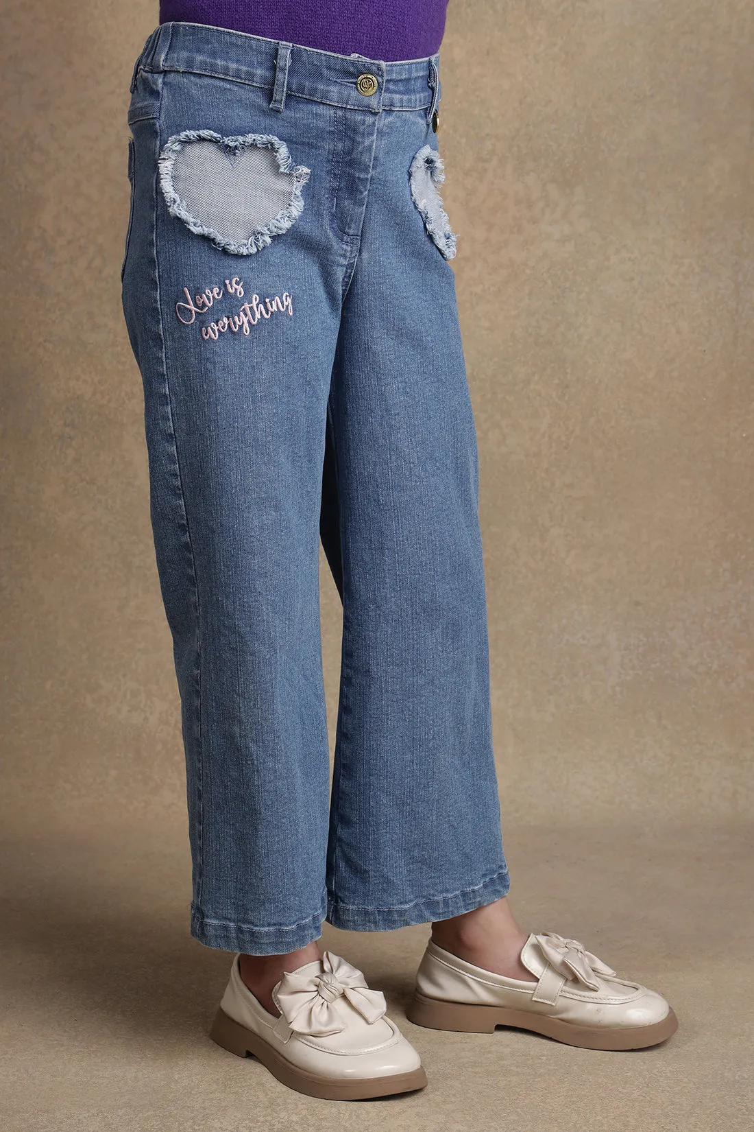 One Friday Kids Girls Blue Denim Flared Jeans