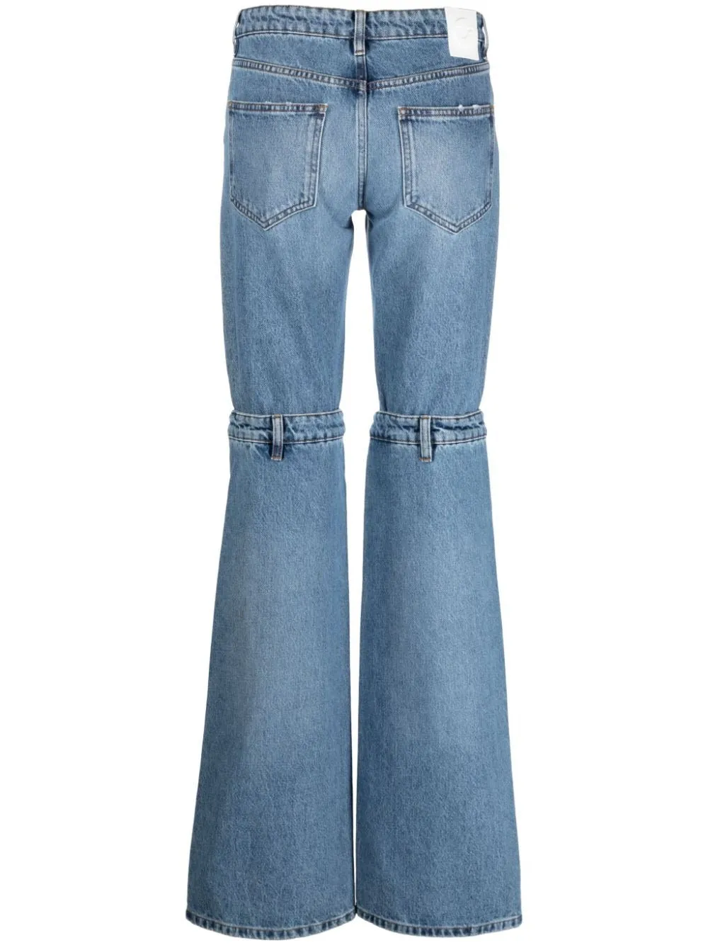 OPEN-KNIT PANELLED FLARED JEANS