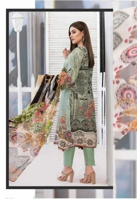 Pakistani Jam Satin Printed Cotton Dress Material For Women