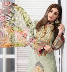 Pakistani Jam Satin Printed Cotton Dress Material For Women